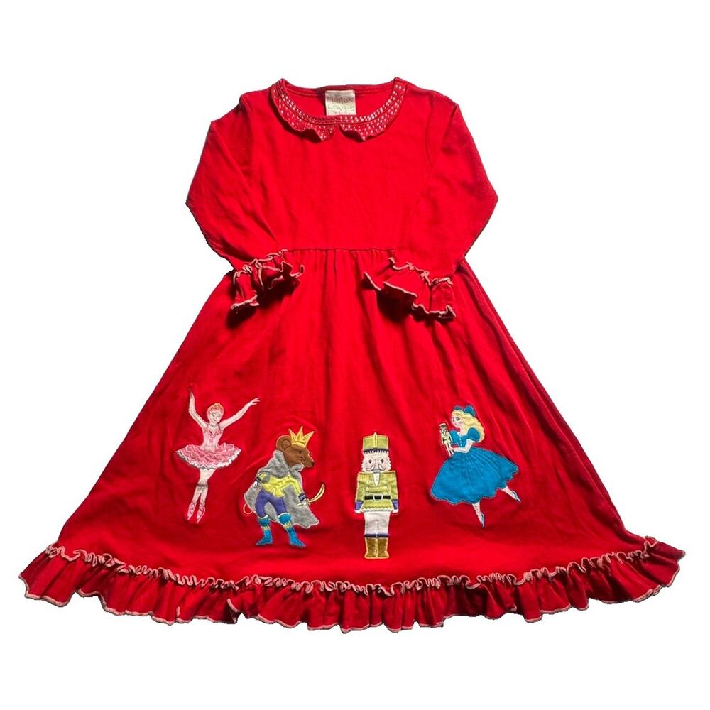 Lemon Loves Lime Girls Size 5 Nutcracker Ballet Red Christmas Ruffle Dress - Picture 2 of 6